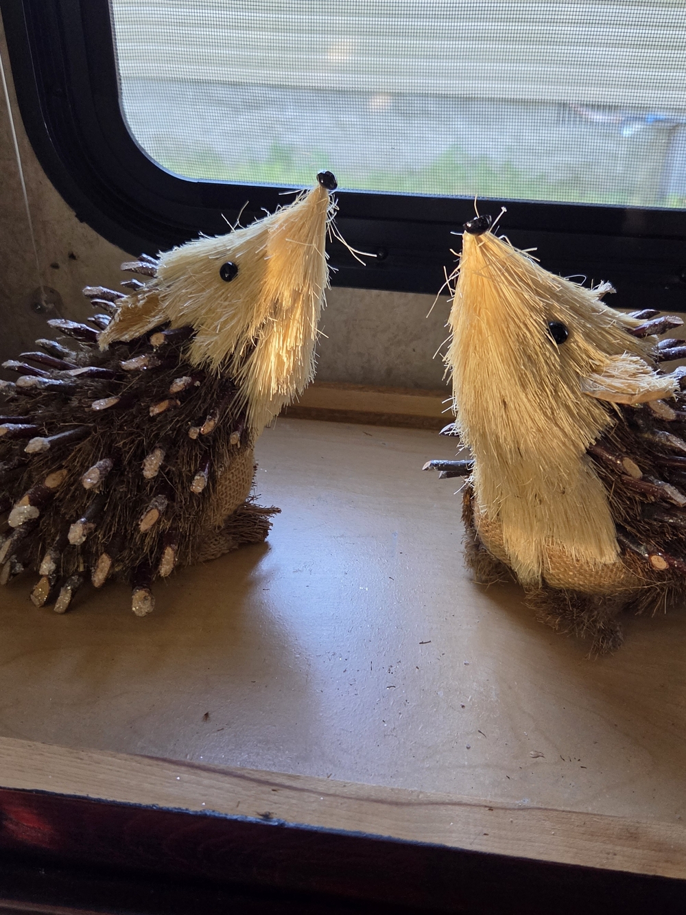 Pier 1 Brown and Tan Rustic Hedgehog Pair Small Pet Toys/Decor